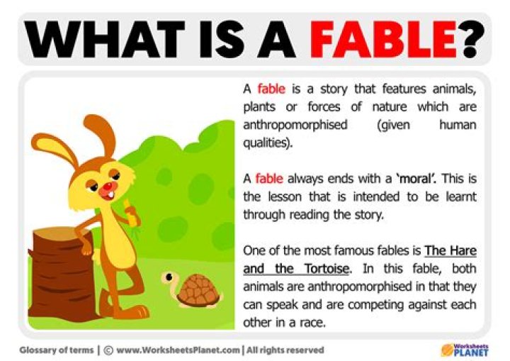 What are the 3 characteristics of a fable?